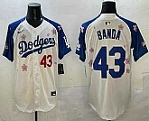 Men's Los Angeles Dodgers #43 Anthony Banda White Royal 2025 Tokyo Series Limited Stitched Jersey,baseball caps,new era cap wholesale,wholesale hats